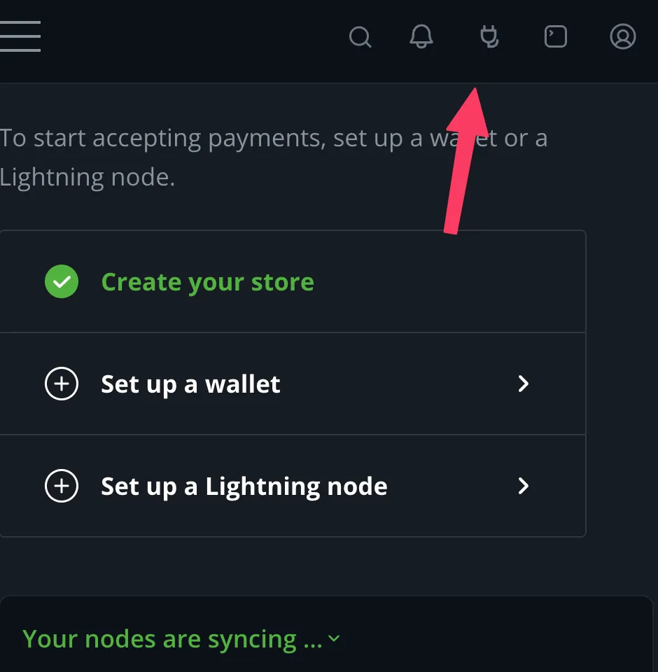Click the plug icon in the top-right corner